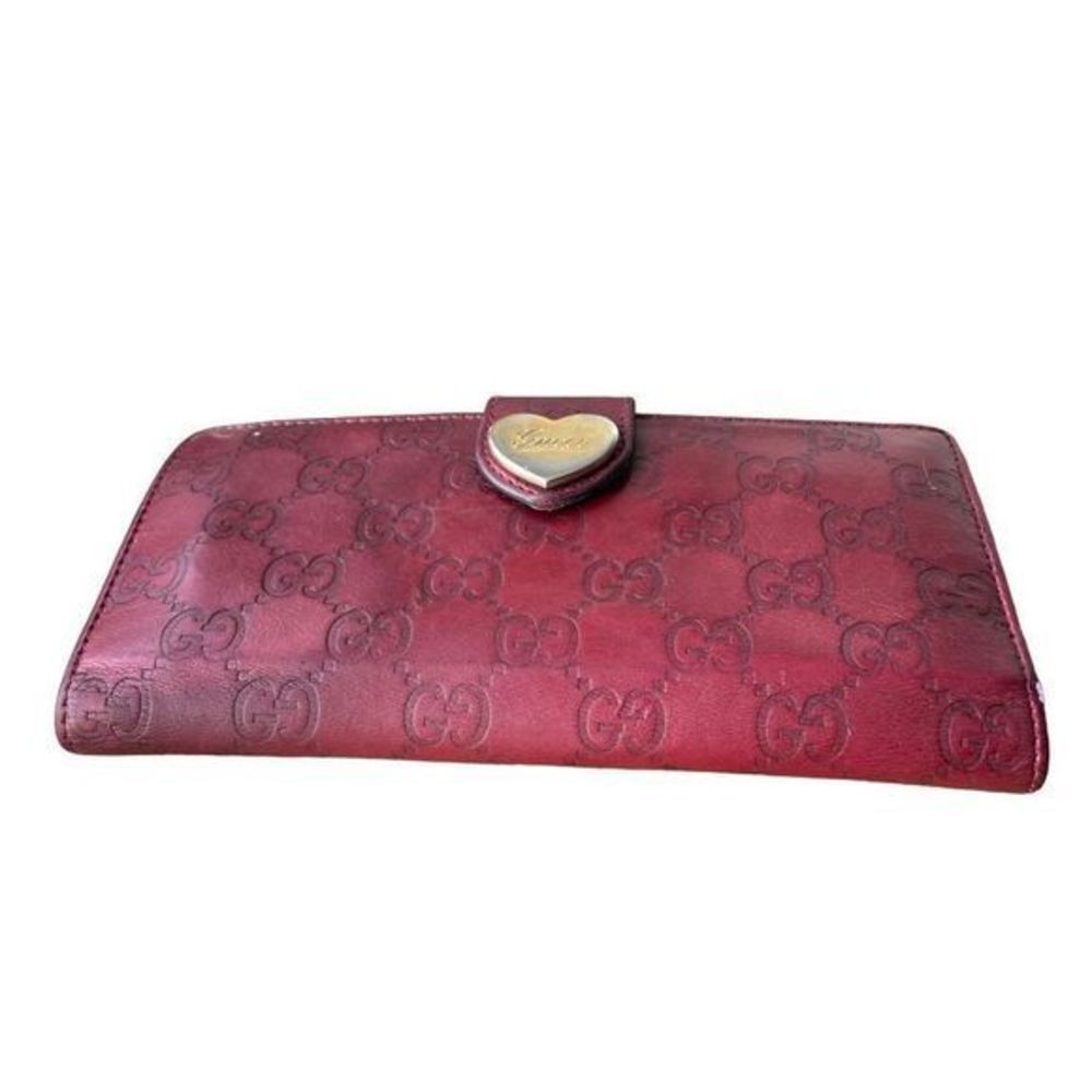 Gucci Red Guccisima Heart Embossed Leather Wallet